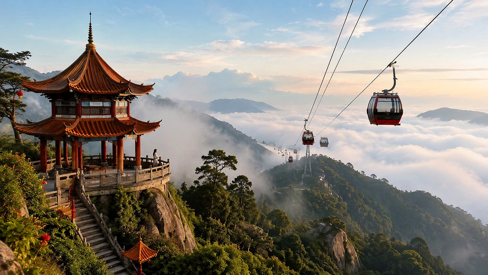 Chin Swee Caves Temple and cable car at Genting Highlands