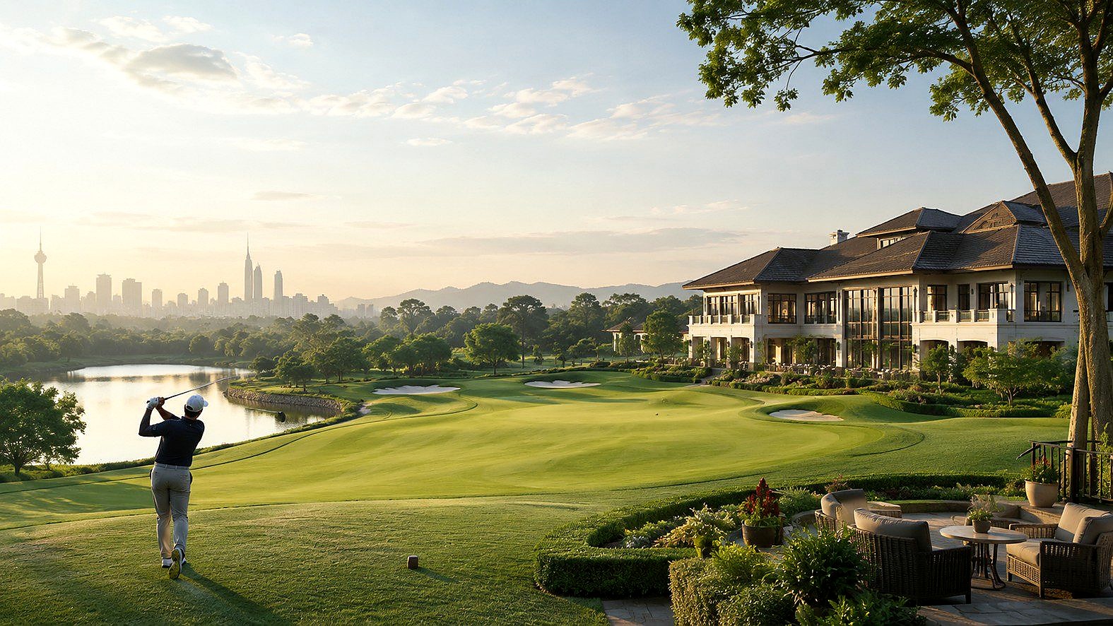 Golf course near Kuala Lumpur at dawn