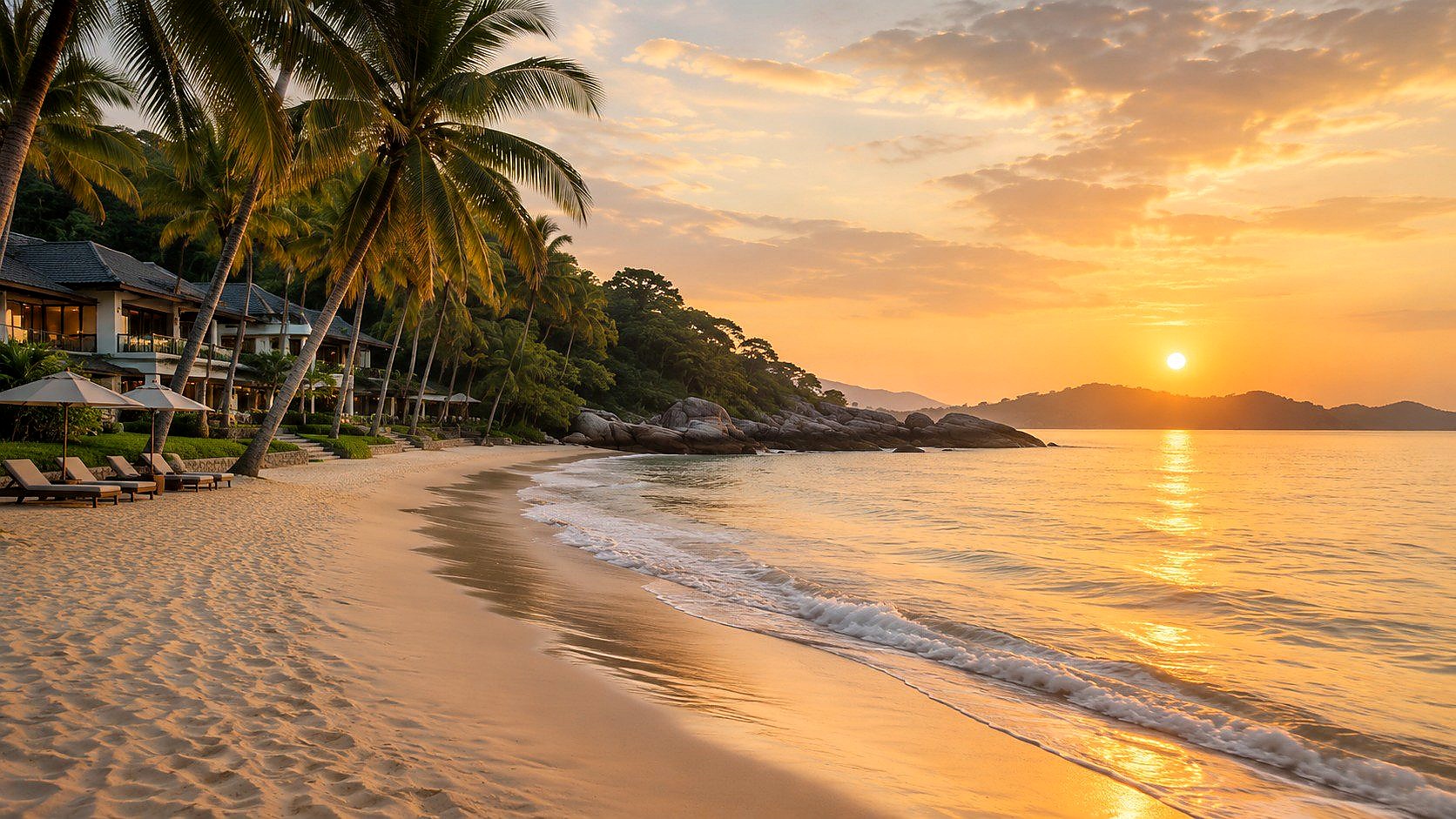 Kuantan east coast beach at sunset